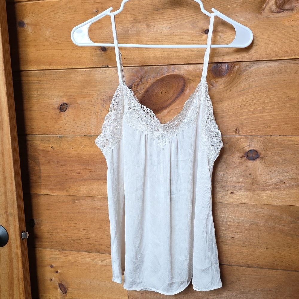 Lace Trim Lightweight Cami Tank Top - Cream Blu Pepper NWT